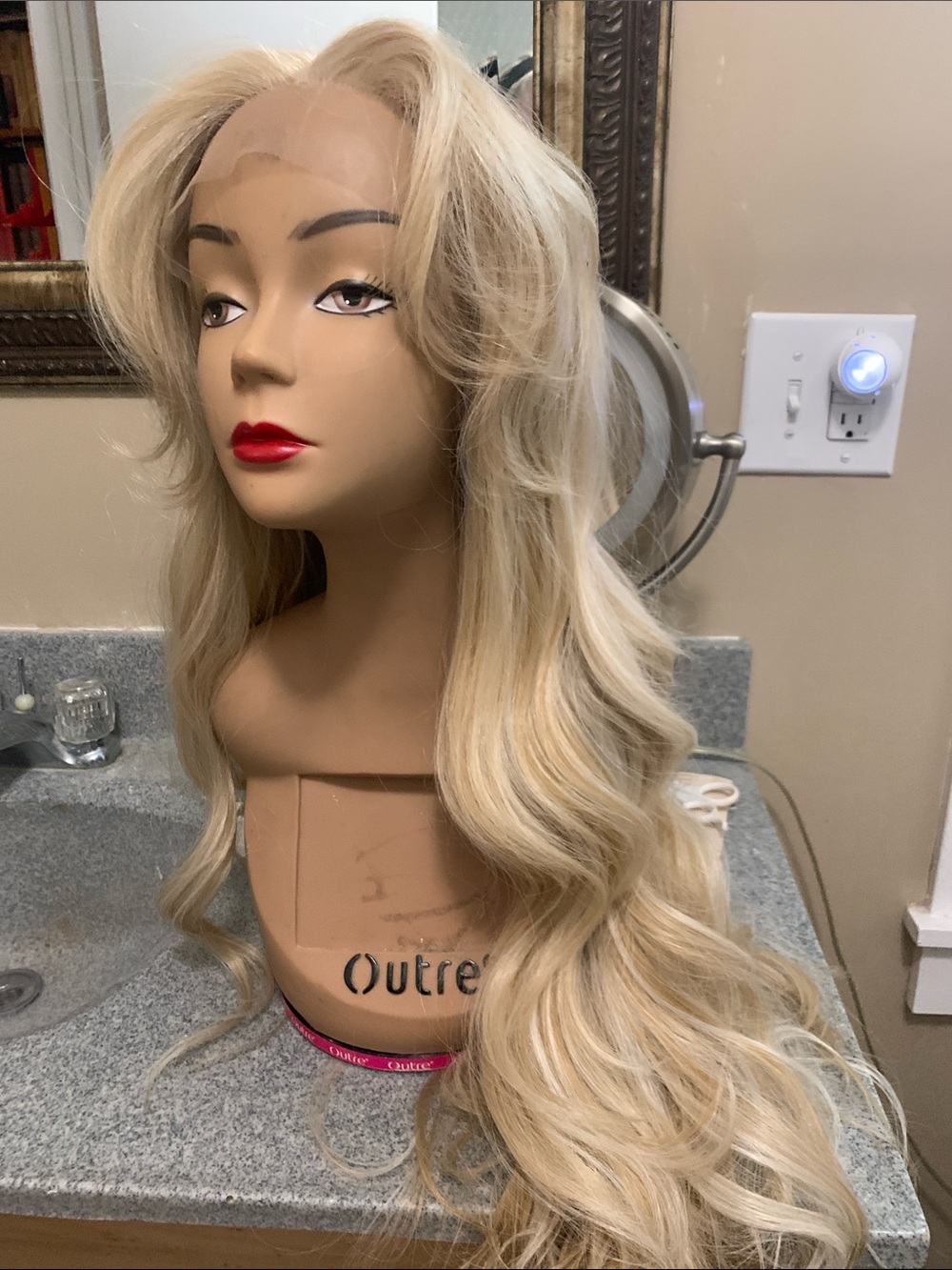 Long Wavy Blonde with  highlights Lace Front Wig - Honey Blonde